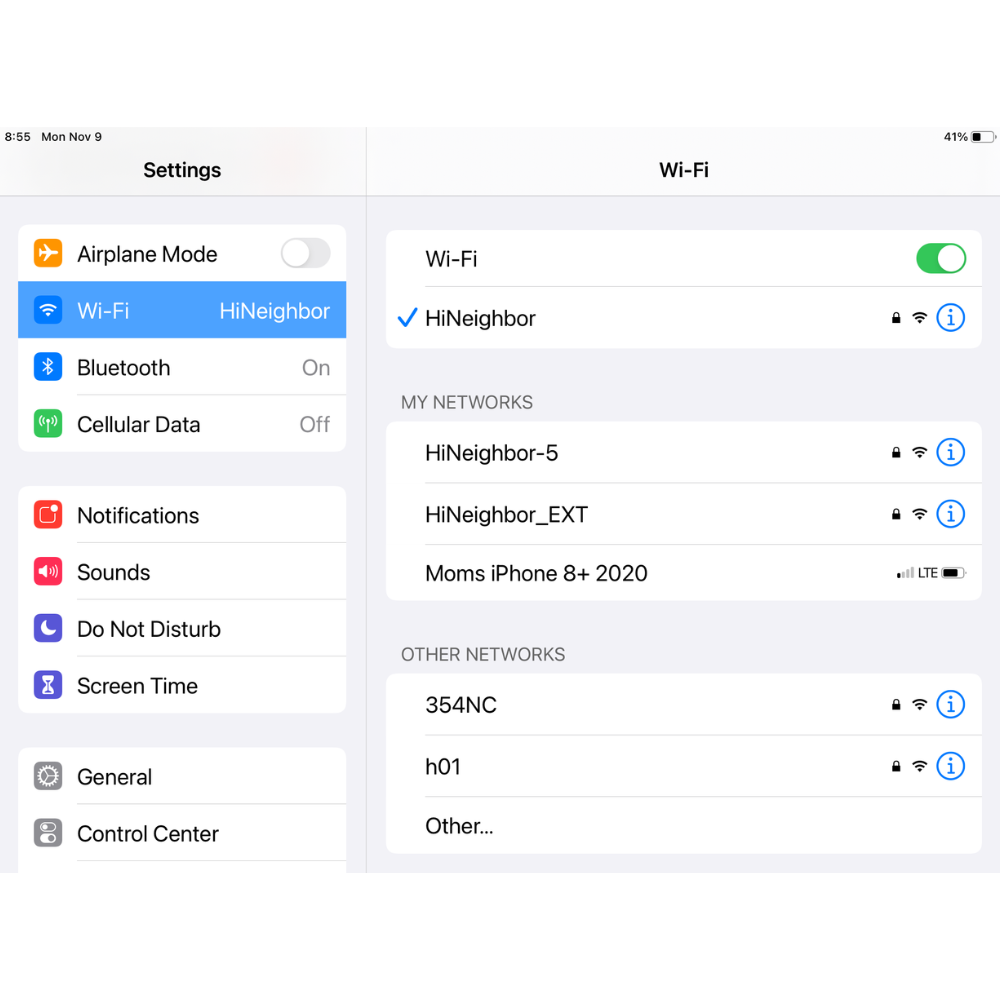 Revisión de redes WiFi en iPad
