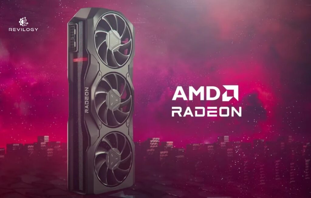 Representación de una tarjeta gráfica de nueva generación (NVIDIA RTX 50 Series o AMD Radeon RX 8000 Series) con disipadores avanzados, simbolizando el alto rendimiento esperado en 2025.